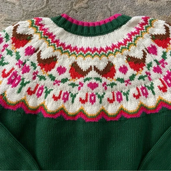 ❌SOLD❌Lands' End Women's Lofty Birdseye Fair Isle Cardigan Sweater Size Large - Picture 5 of 8